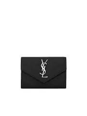 Saint Laurent Cassandre Matelasse Small Envelope Wallet with Silver Hardware