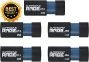 Patriot Supersonic Rage Lite 64GB USB 3.2 Gen 1 Flash Drive Lot of 5