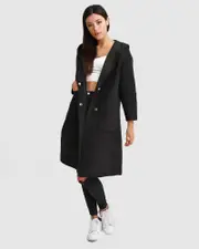 [Belle & Bloom] Walk This Way Wool Blend Oversized Coat - Black
