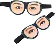 DRESSOOS 2pcs Funny Eye Mask Soft and Adjustable Sleeping Mask with Eye Print Design for Travel Parties Meditation and Daily Use Comfortable Light Blocking Cover
