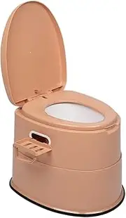 VINGLI Portable Toilet | Indoor Outdoor Commode w/Detachable Inner Bucket & Removable Paper Holder, Lightweight & Compact for Camping, Boat, Van, Emergency Use (Brown)