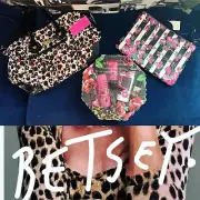 NWT BETSEY JOHNSON LOT HUGE XL BAG PURSE LEOPARD MAKE-UP TRAVEL & BATH R: $195