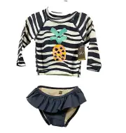 Tea Collection 6-9m Swimming Suit Swim Rash Guard Set Batik Waves Pineapple 2pc