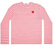 [COMME des GARCONS PLAY] 女式粉色條紋 T 卹