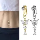 Butterfly Crystal Stainless Steel Dangle Belly Button Piercing Navel Bars Ring<