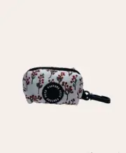 PawsomePets Waste Bag Holder Poo Bag Dispenser Red Floral Lead Clip Attachment
