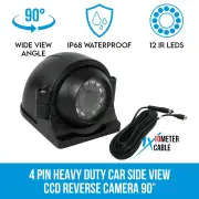 Elinz Heavy Duty Car Side View CCD Reverse Camera 4 PIN 10M Cable Waterproof Bus Truck Caravan