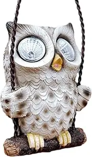 Resin Owl Figurine with Solar Lights - Yard, Porch, Lawn Decorations | Illuminated Stake, Bulb LED Outdoor Decor