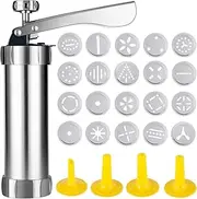 EZONEDEAL Cookie Press for baking Aluminum Biscuit Press Cookie Gun Set with 20 Discs and 4 Icing Tips for DIY Biscuit Maker cupcake cake Decoration Dough Churro Maker - Cookies Machine Maker