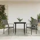 3 Piece Garden Dining Set Black Steel Textilene Outdoor Furniture Patio Ta 00734