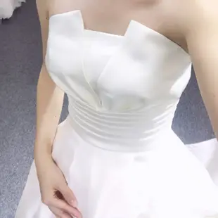 婚紗內衣顯瘦緞面拖尾婚紗簡約綁帶修身韓式新娘大尺碼婚紗
