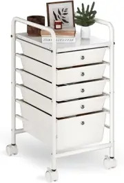 6 Tier Rolling Cart with 5 Drawers, Multipurpose Storage Utility Cart on Wheels