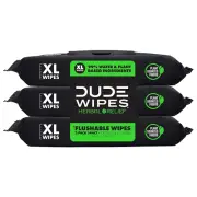 - Flushable Wipes - 3 Pack, 144 Wipes - Herbal Relief Extra-Large Wet Wipes - Wi