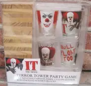 IT The Movie Terror Tower Party Game Shot Glasses set of 4 Stacking Blocks NEW