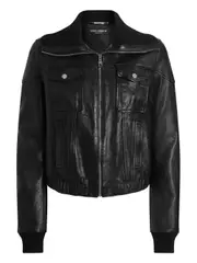 [Dolce & Gabbana] Dolce & Gabbana-Giacca Stile Bomber In Pelle-Donna 40 IT
