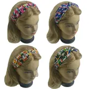 4 PCS Twisted Turban Head Wrap Elastic Headband Women Girl Aztec Style Print