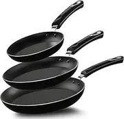 KICHLY Non Stick Frying Pan Set, 3 Pcs Induction Hob Professional Chef Pan Set, Non Stick cookware, 20, 24 and 28cm, Black