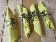 L@@k!!! Gallerie II Napkin Rings Black Spider Web Halloween decor New Set Of (4)