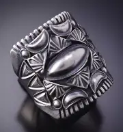 Size 11-1/2 Silver Navajo Handmade Ring by Derrick Gordon 4A04T