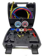 Auto R1234YF Refrigerant Gauge & Hoses Service AC Recharge Kit w/Can Tap Adapter