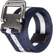 [SUPVOX] Men's Belt Checkered Waist Belt Metal Buckle Nylon Running for Outdoor Work