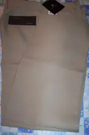 NWT! $70 CLAIBORNE FLAT FRONT DRESS PANTS - BEIGE - 32X32