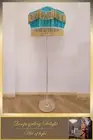 Floor lamp, Victorian style, floor lamp with turquoise fabric shade, Unique lamp