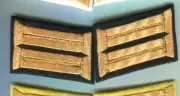 German WW1 Prussian Collar Tabs Gold on Black Wool repro