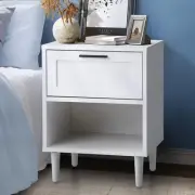 White Bedside Table with Drawer and Open Shelf 40 X 35 X 52Cm Nightstand Home St