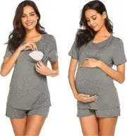 Labor/delivery/nursing Maternity Pajamas Set For Hospital Home, Basic Nursing Shirt, Adjustable Size Pregnancy Shortsxxl