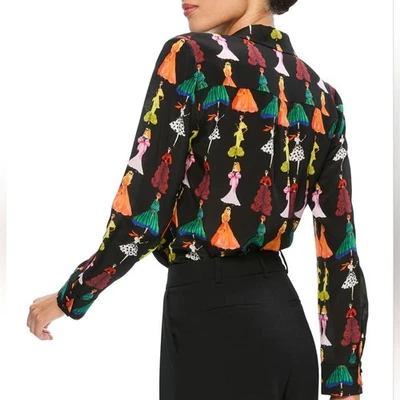 NWT Alice + Olivia WIilla Staceface Silk Blouse XS