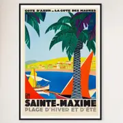 Galrie Sainte Maxime Vintage Travel Poster - Captivating French Riviera Decor, Black Frame, A2 42 x 60cm (16 x 24inch)