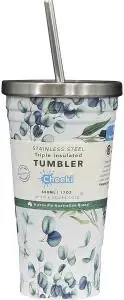 Cheeki Insulated Tumbler 3D Watercolour with S/Steel Straw 500ml