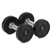 Titan Fitness 5 LB Set Round Urethane Dumbbells, 32mm Medium Volcano Knurling
