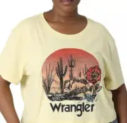 Plus Size Wrangler Boyfriend Cropped Graphic Tee Yellow Desert SZ 3X NWT