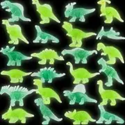 24 Pcs Glow in The Dark Miniature Plastic Dinosaur Figures - Mini Toys Jurassic Figurines Assorted Luminous Glowing Party Favors Supplies