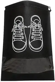 [SUIOPPYUW] Shoes Bag Empty Pouch Loose Non-Woven Fabric Pocket Multi-Function Portable Tote Shoe Organizer Drawstring Bags Pouches, Black