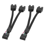 2Pcs Computer Motherboard USB Extension Cable 9 Pin 1 Female to 2 Male Y9231