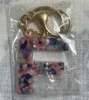 Women Alphabet Keyring Letter Key Ring Initial “F” Coloful Key Chain Bag Pendant