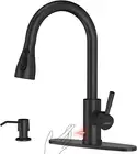 Touchless Kitchen Sink Faucet with Pull down Sprayer and Soap Dispenser, Black 3