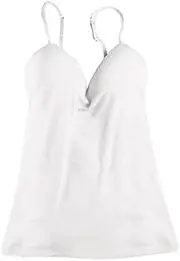 [Tadill] Women's Seamless Adjustable Strap Tank Top with Built-, White, L