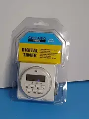 Chicago Electric Digital Timer #95205 Large LCD Display 2 Outlet Plugs New (b)