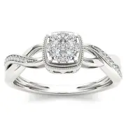 925 Sterling Silver Diamond Engagement Wedding Ring Size 6 (0.25ct/SI2,H-I)