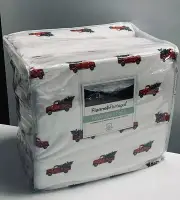 Christmas Tree Truck Flannel Portugal King Sheet Set - 100% Cotton