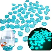 Naisfei Glass Stones, 200 pcs Fish Tank Rocks Glow in The Dark,Pebbles Stone for Fish Tank Aquarium Garden Plant Pots Bonsai Walkway(Blue)