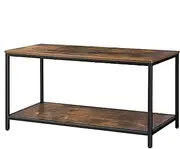 ALFORDSON Coffee Table Side Table with 2-Tier Shelves Industrial Style, Simple Vintage Look Center Table Console Table End Table for Living Room, Hallway, Office, Rustic Brown
