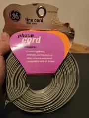 100 Ft GE White Phone Line Cord (New) Modem Telecom Equipment Fax Machine