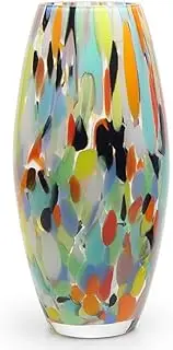 Cá d'Oro Colored Glass Vase Confetti Effect Hand Blown Murano-Style Art Glass for Flower, Room Decoration and Centerpiece - Model Oliva G
