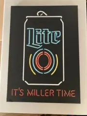 New Miller Lite “ It’s Miller Time” Beer Tin Tacker Bar Mancave Sign