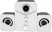 Computer Speaker, Deep Bass 2.1 Channel Desktop Speaker, Mini Small Speaker with 3 High Power Speakers for Party (White)